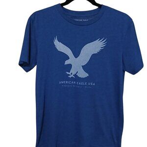 American Eagle Men's Blue T-Shirt - Stylish and Comfortable Size XS